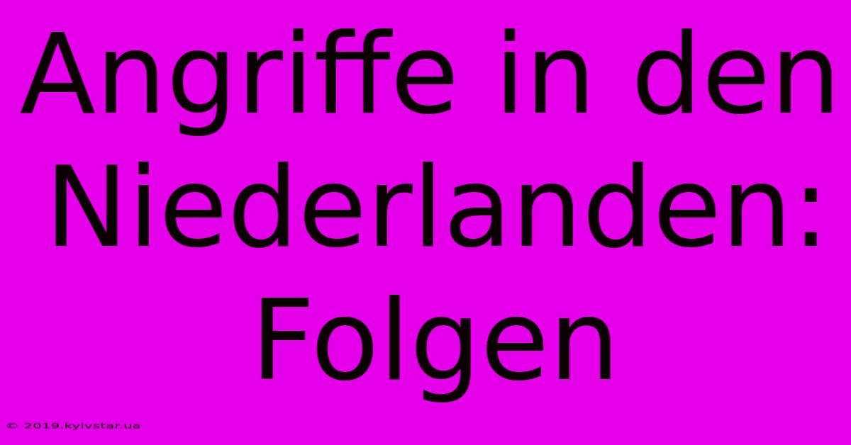 Angriffe In Den Niederlanden: Folgen