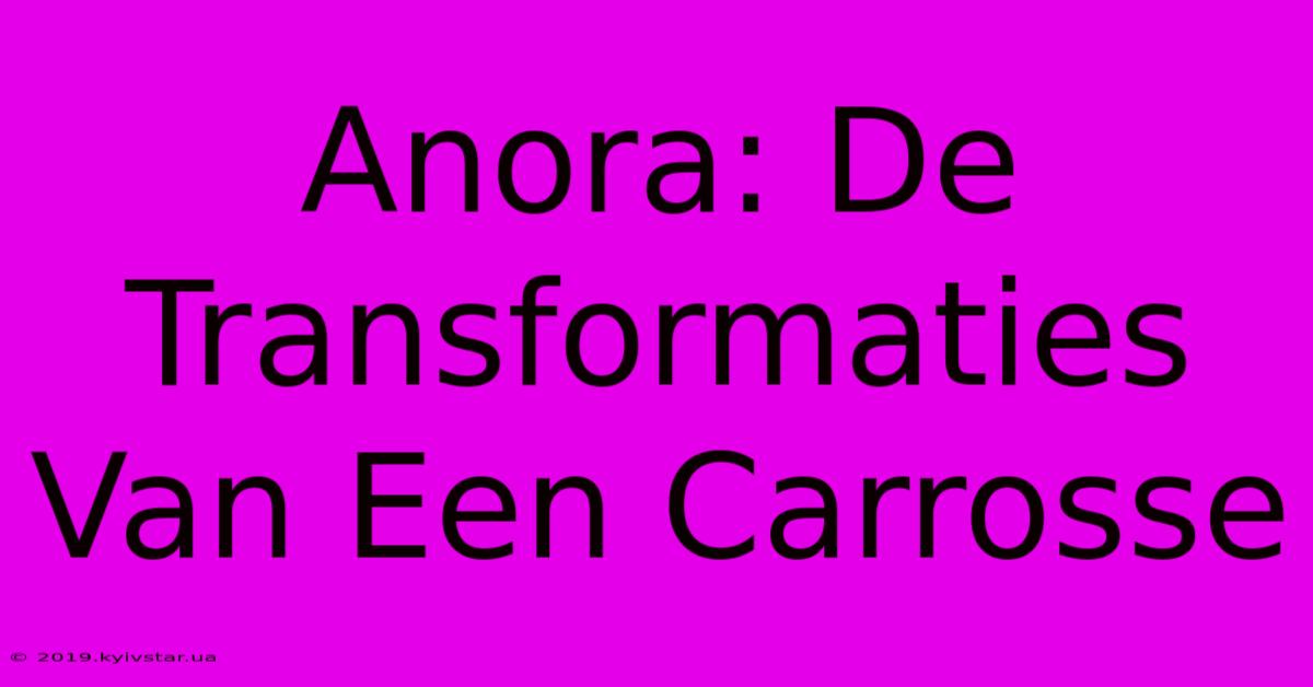 Anora: De Transformaties Van Een Carrosse