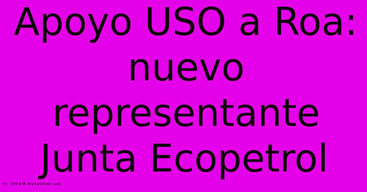 Apoyo USO A Roa: Nuevo Representante Junta Ecopetrol