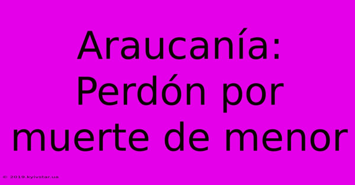 Araucanía:  Perdón Por Muerte De Menor