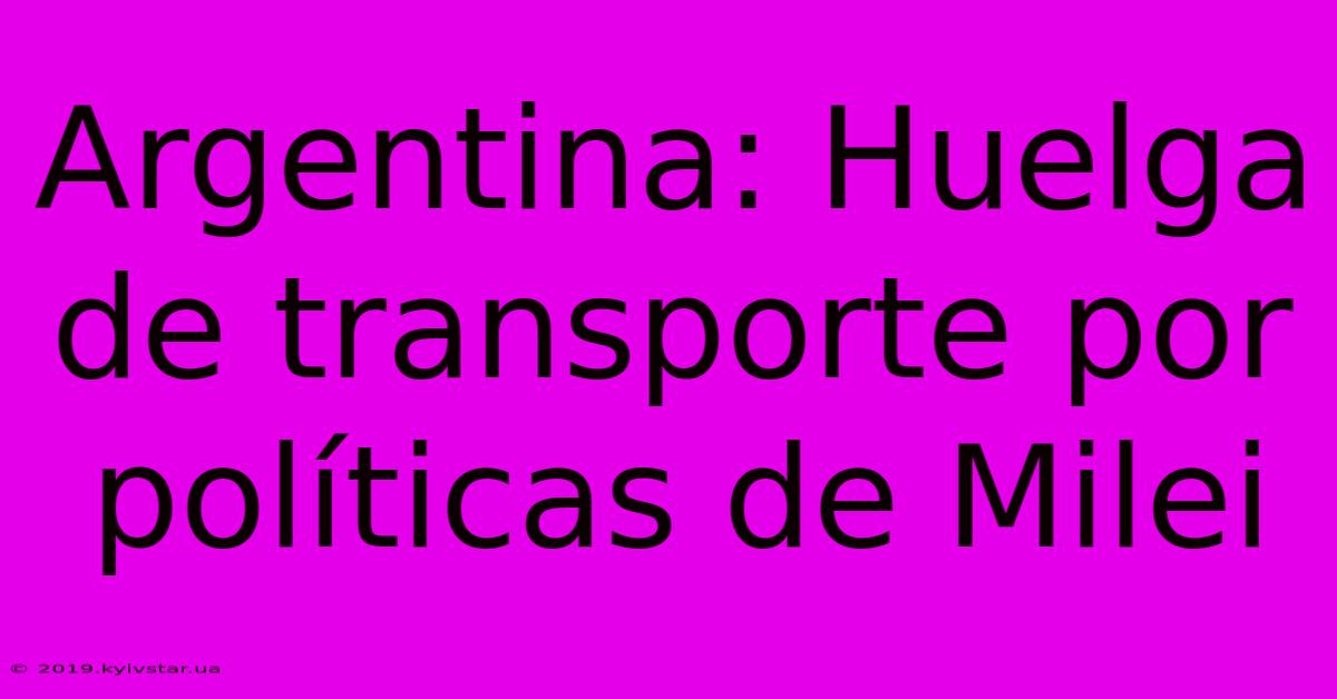 Argentina: Huelga De Transporte Por Políticas De Milei 