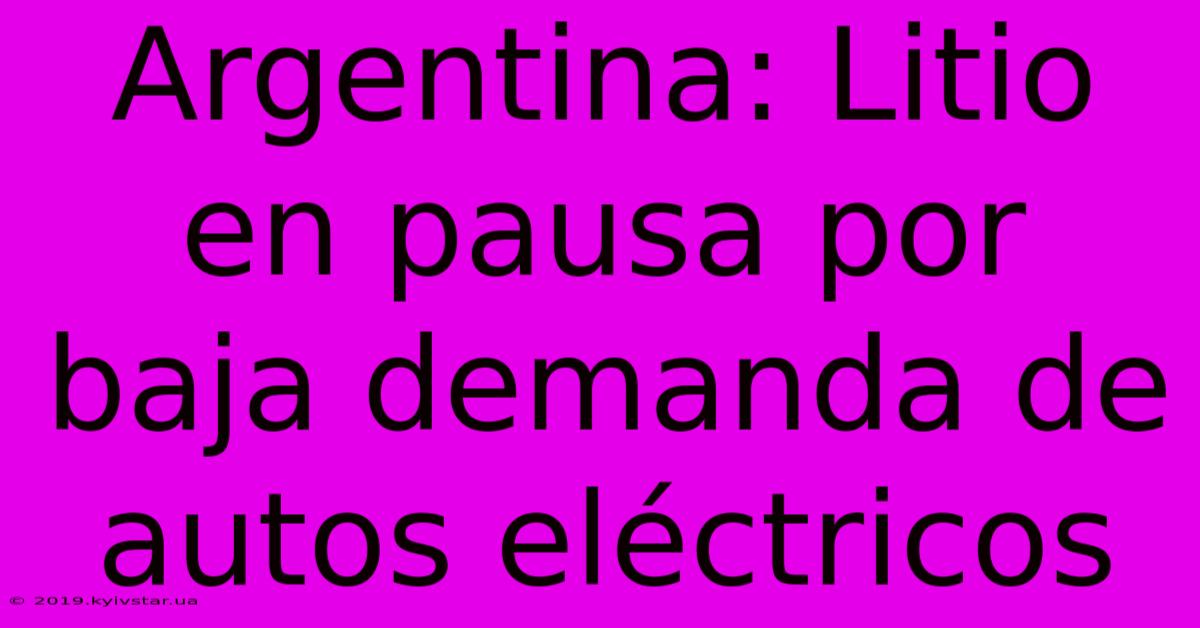 Argentina: Litio En Pausa Por Baja Demanda De Autos Eléctricos