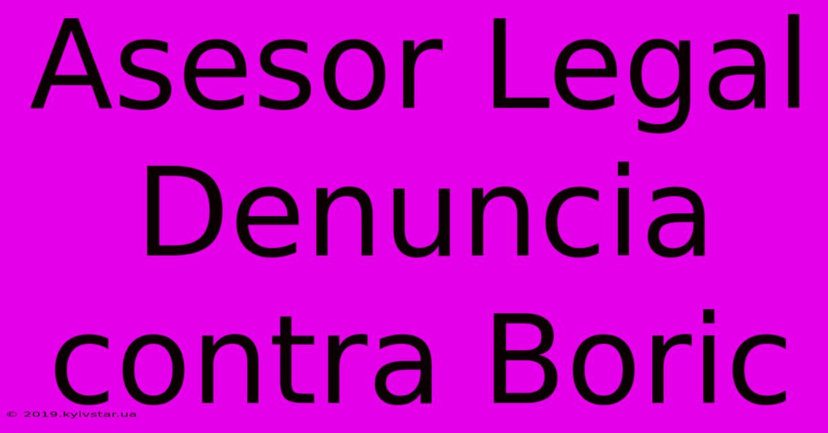 Asesor Legal Denuncia Contra Boric