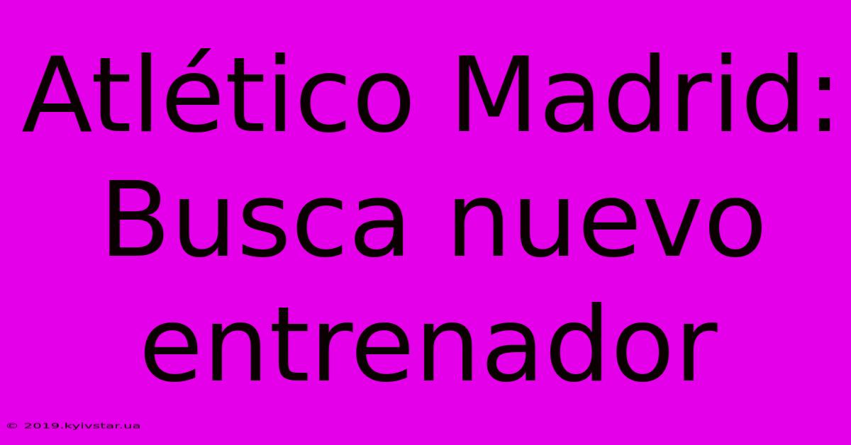 Atlético Madrid: Busca Nuevo Entrenador