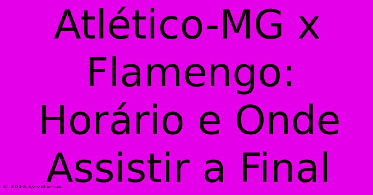 Atlético-MG X Flamengo: Horário E Onde Assistir A Final 