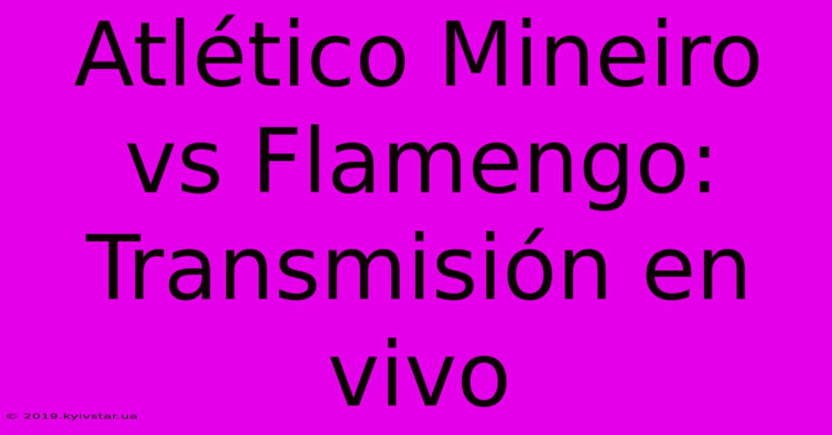 Atlético Mineiro Vs Flamengo: Transmisión En Vivo