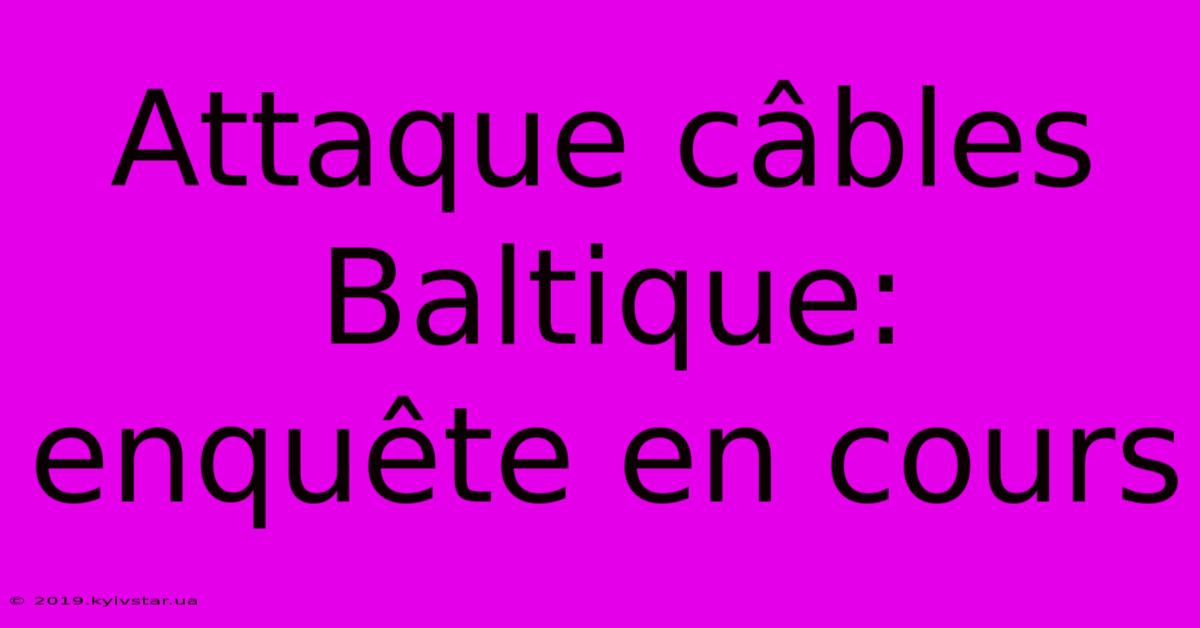 Attaque Câbles Baltique: Enquête En Cours