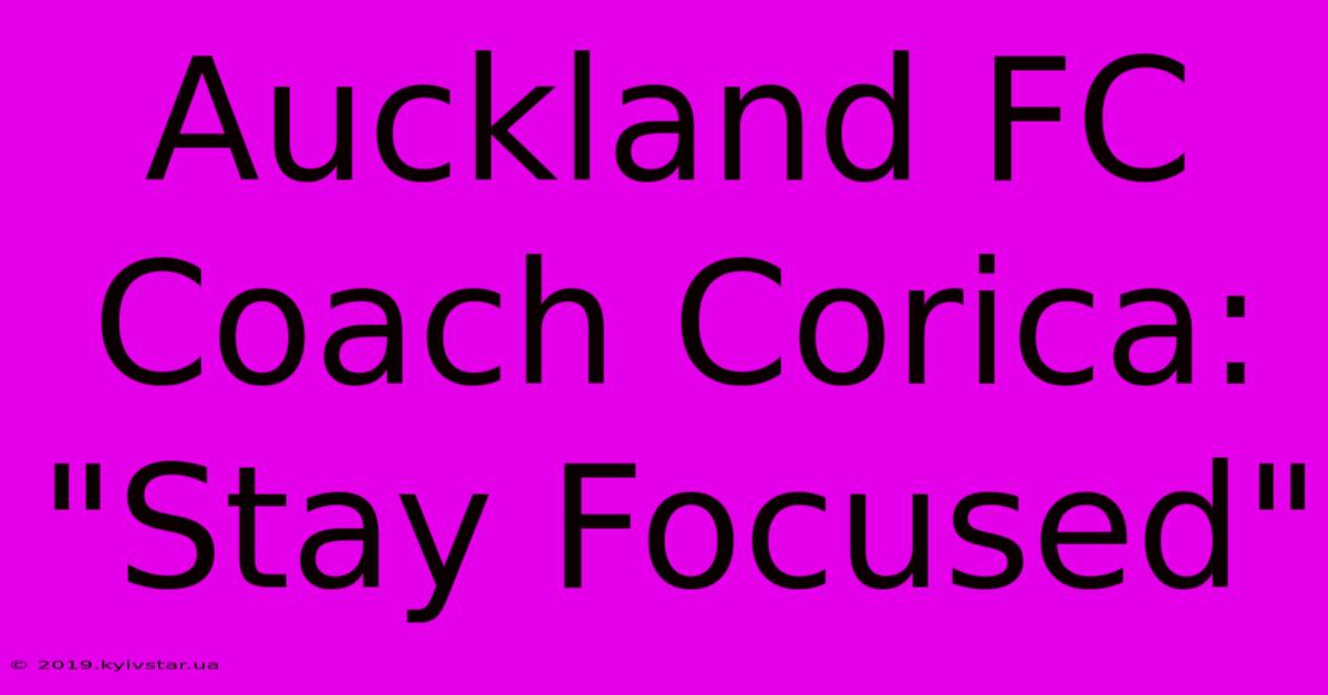 Auckland FC Coach Corica: 