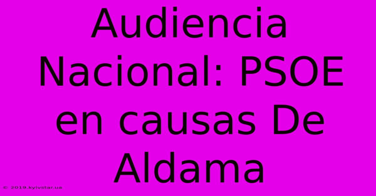 Audiencia Nacional: PSOE En Causas De Aldama