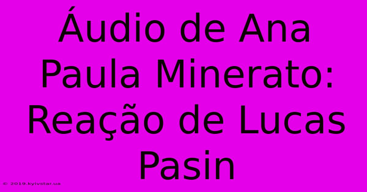 Áudio De Ana Paula Minerato: Reação De Lucas Pasin