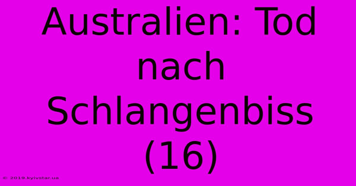 Australien: Tod Nach Schlangenbiss (16)