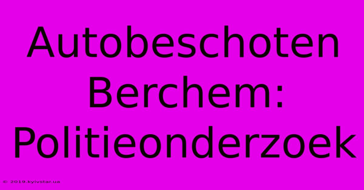 Autobeschoten Berchem: Politieonderzoek