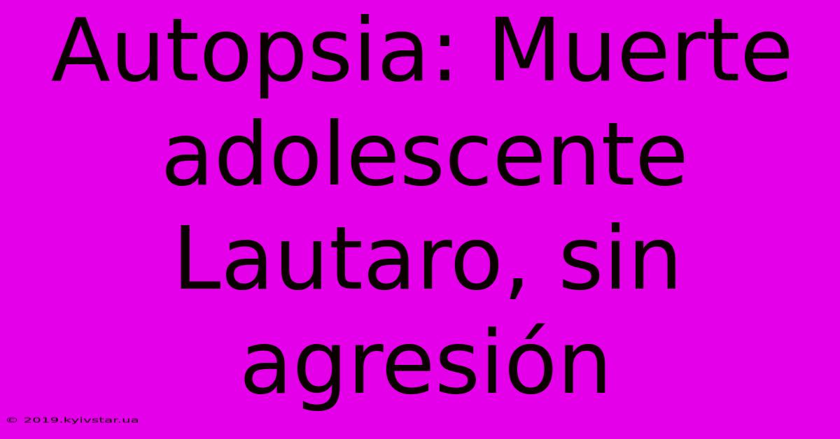 Autopsia: Muerte Adolescente Lautaro, Sin Agresión