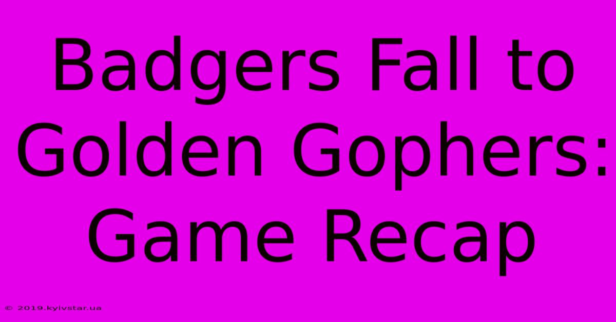 Badgers Fall To Golden Gophers: Game Recap