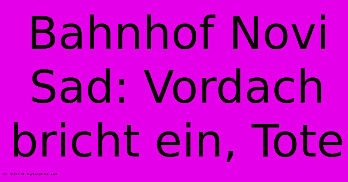 Bahnhof Novi Sad: Vordach Bricht Ein, Tote