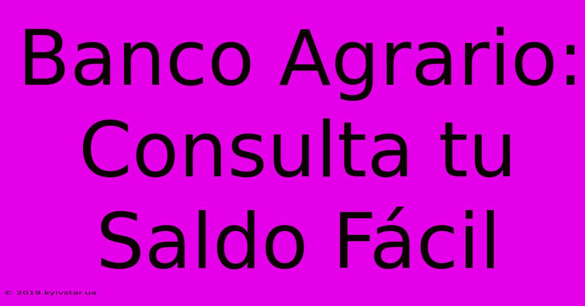 Banco Agrario: Consulta Tu Saldo Fácil