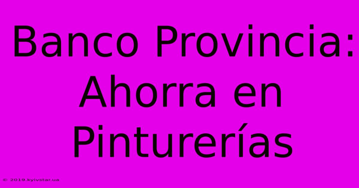 Banco Provincia: Ahorra En Pinturerías