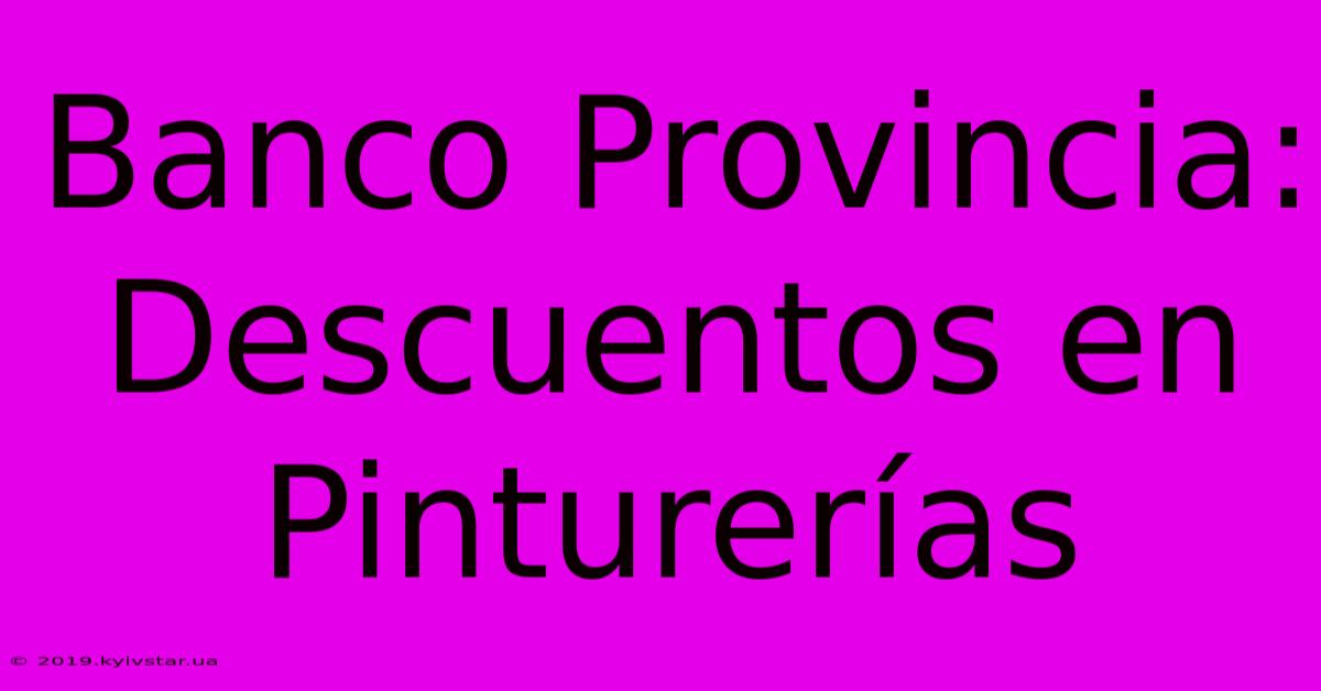 Banco Provincia: Descuentos En Pinturerías