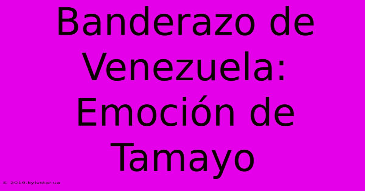 Banderazo De Venezuela:  Emoción De Tamayo