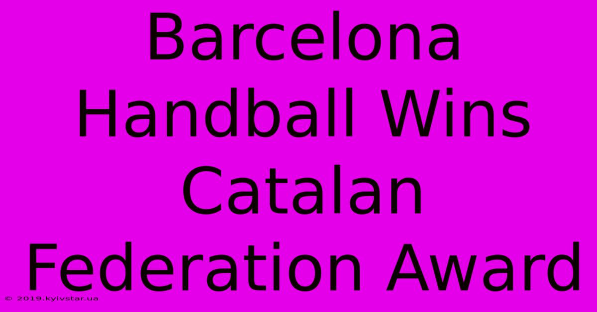 Barcelona Handball Wins Catalan Federation Award