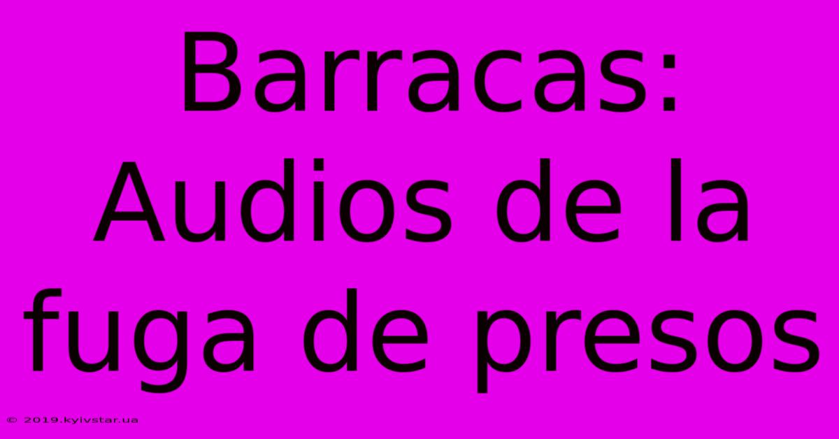 Barracas: Audios De La Fuga De Presos