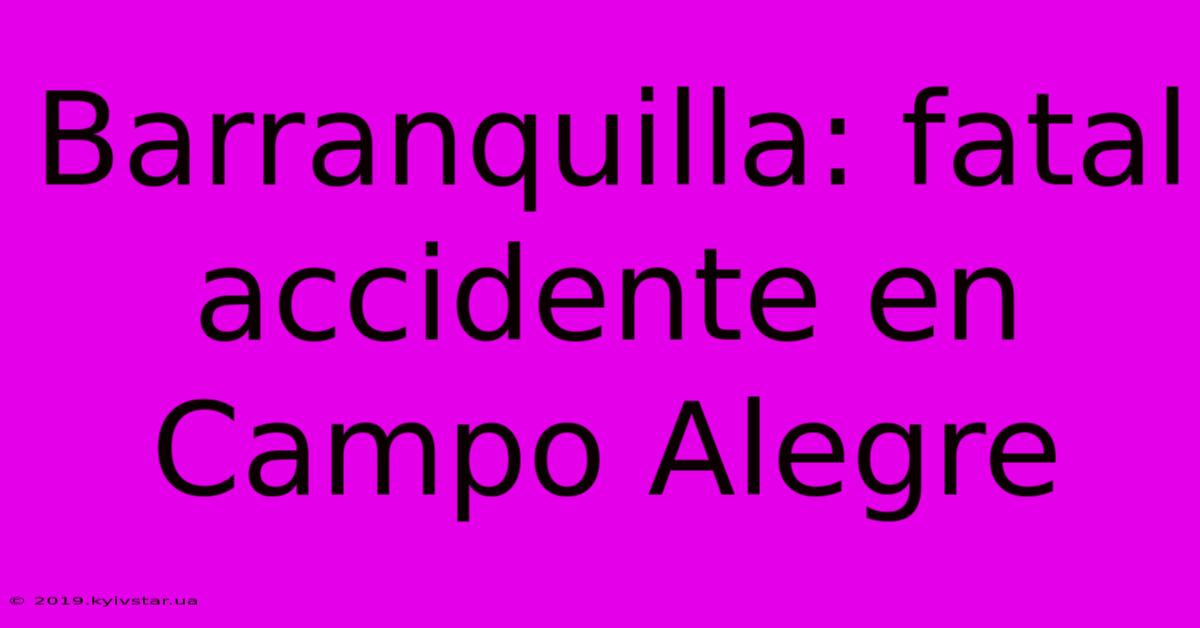 Barranquilla: Fatal Accidente En Campo Alegre