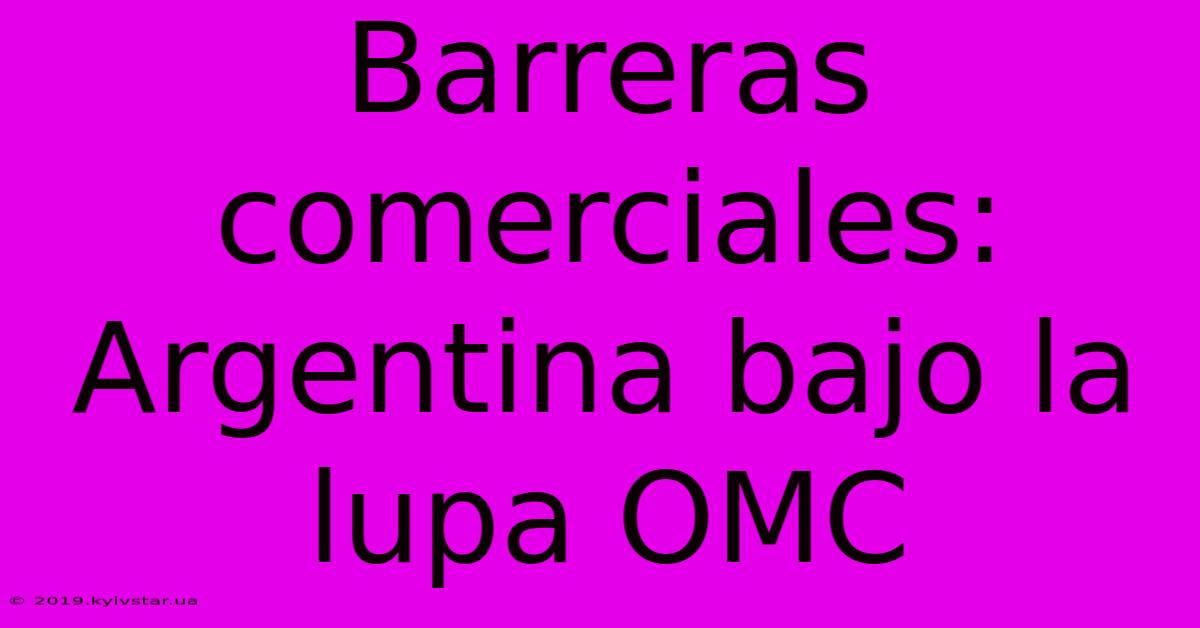 Barreras Comerciales: Argentina Bajo La Lupa OMC