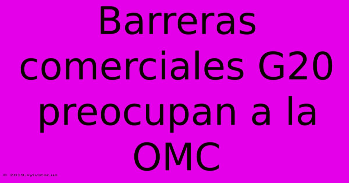 Barreras Comerciales G20 Preocupan A La OMC