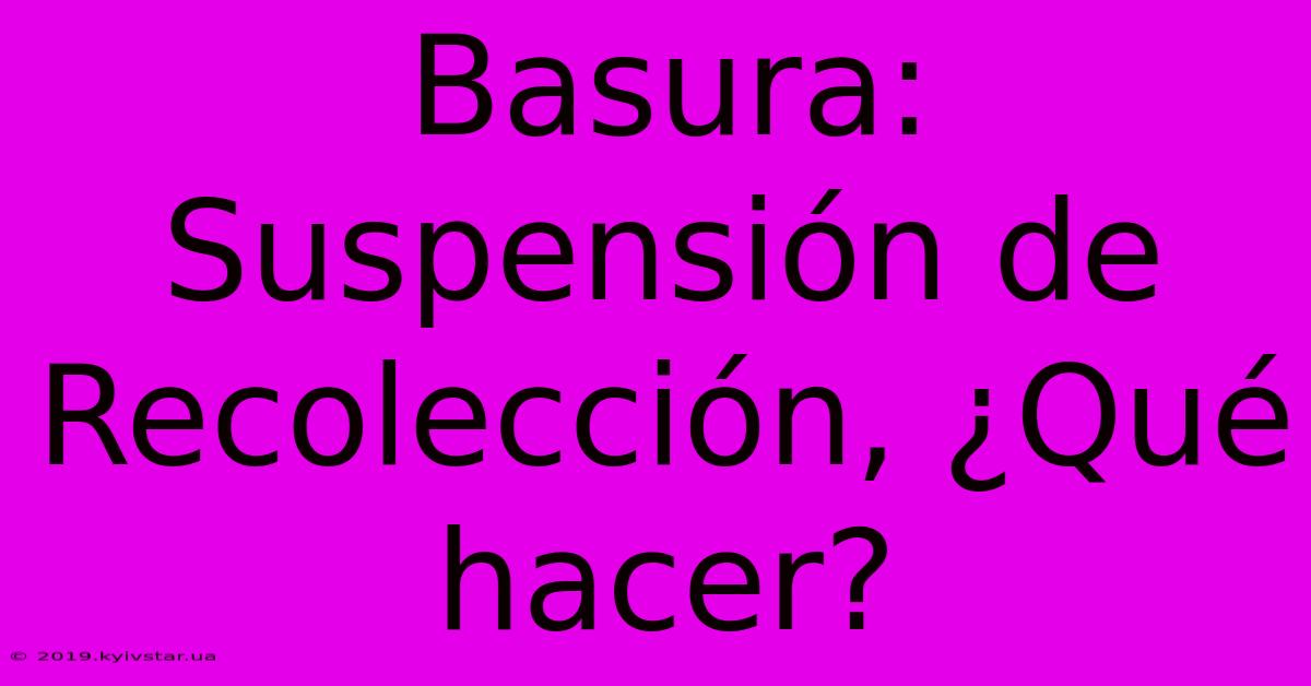 Basura: Suspensión De Recolección, ¿Qué Hacer?