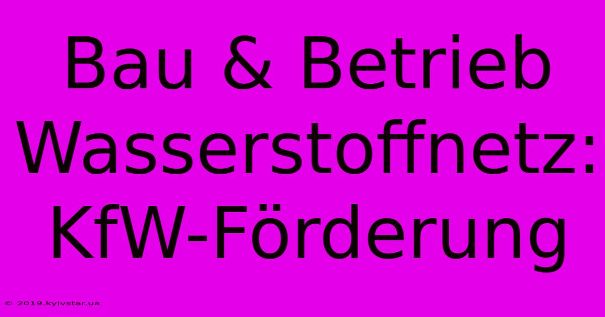 Bau & Betrieb Wasserstoffnetz: KfW-Förderung