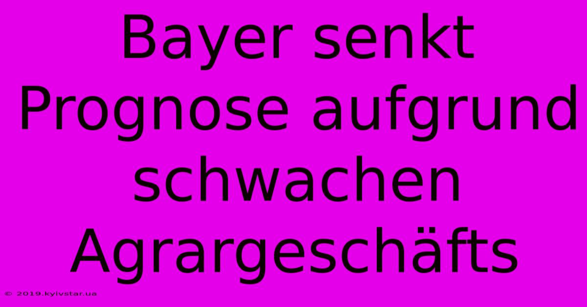 Bayer Senkt Prognose Aufgrund Schwachen Agrargeschäfts 