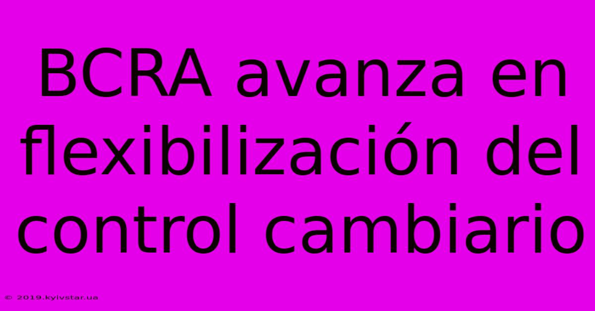 BCRA Avanza En Flexibilización Del Control Cambiario