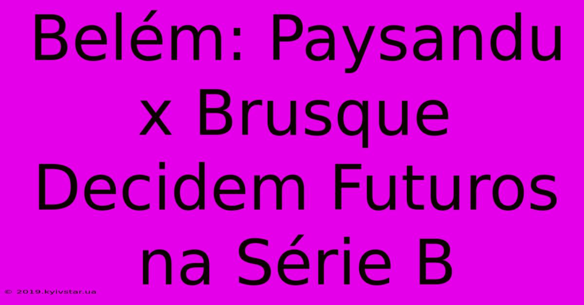 Belém: Paysandu X Brusque Decidem Futuros Na Série B