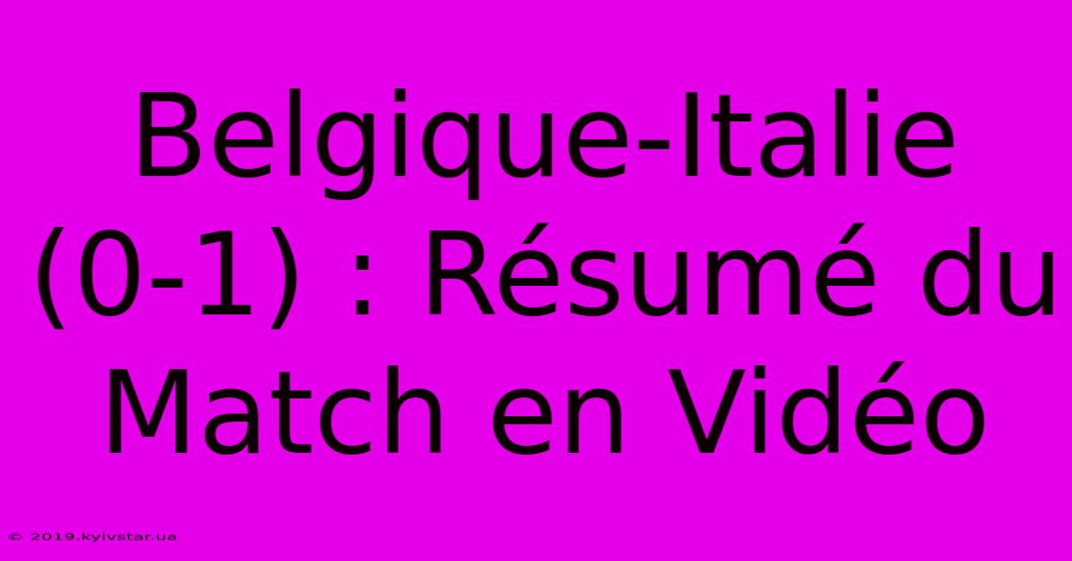 Belgique-Italie (0-1) : Résumé Du Match En Vidéo 