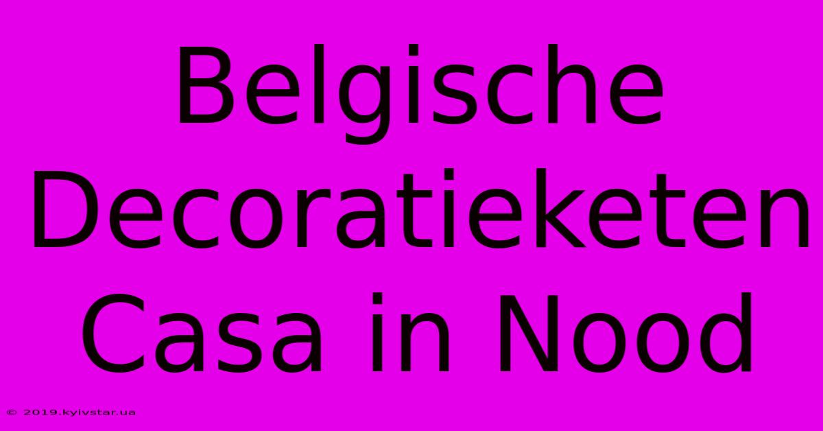 Belgische Decoratieketen Casa In Nood