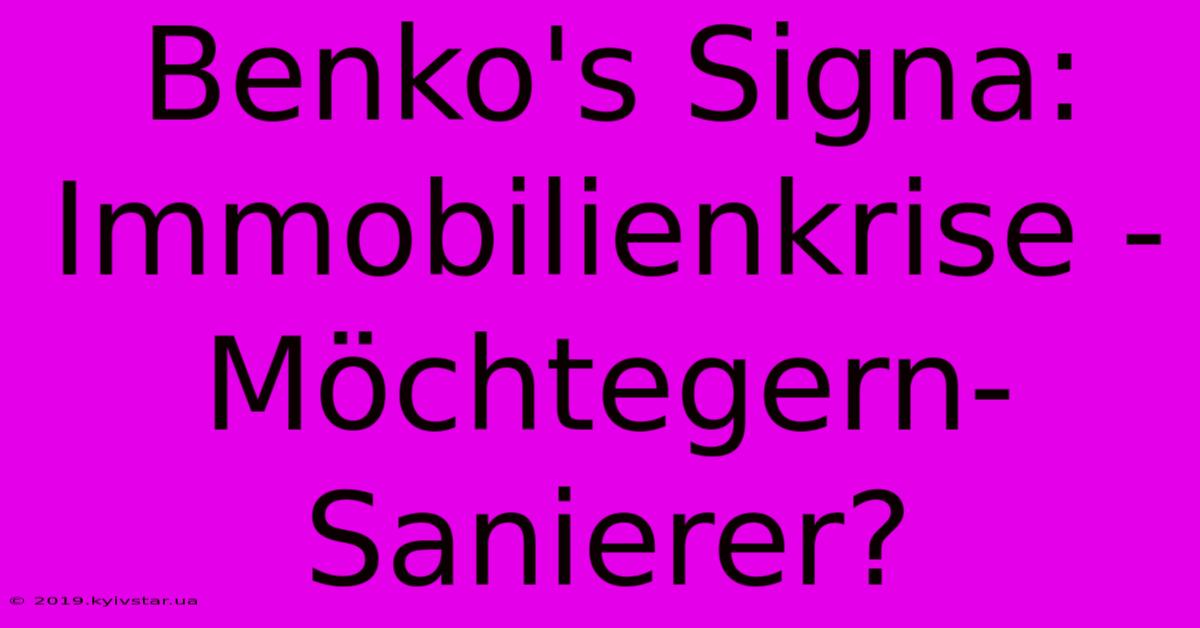 Benko's Signa: Immobilienkrise -  Möchtegern-Sanierer?