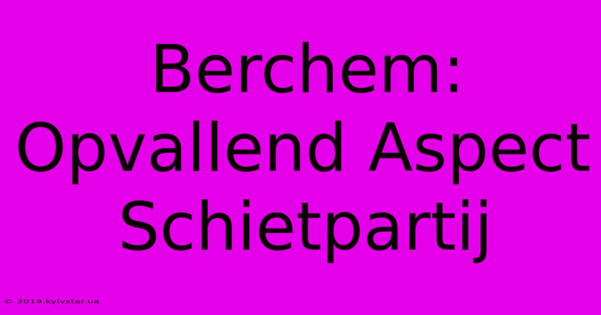 Berchem:  Opvallend Aspect Schietpartij