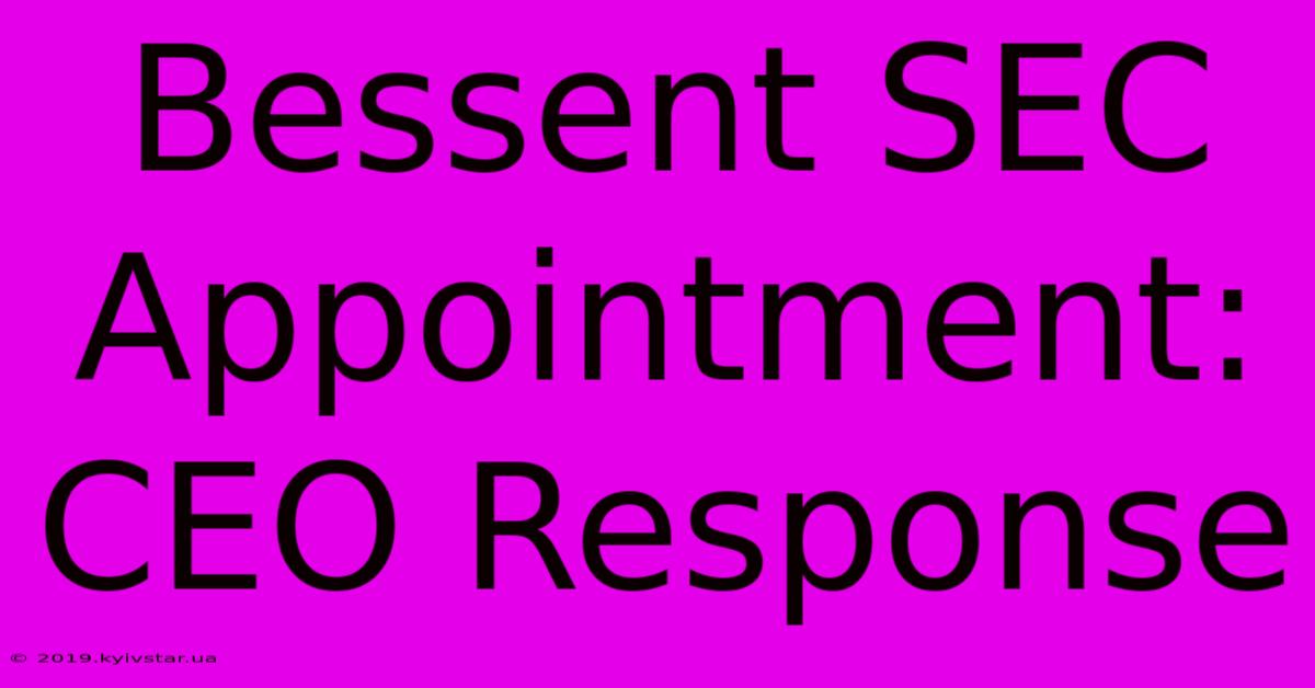 Bessent SEC Appointment: CEO Response