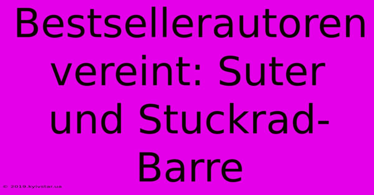 Bestsellerautoren Vereint: Suter Und Stuckrad-Barre