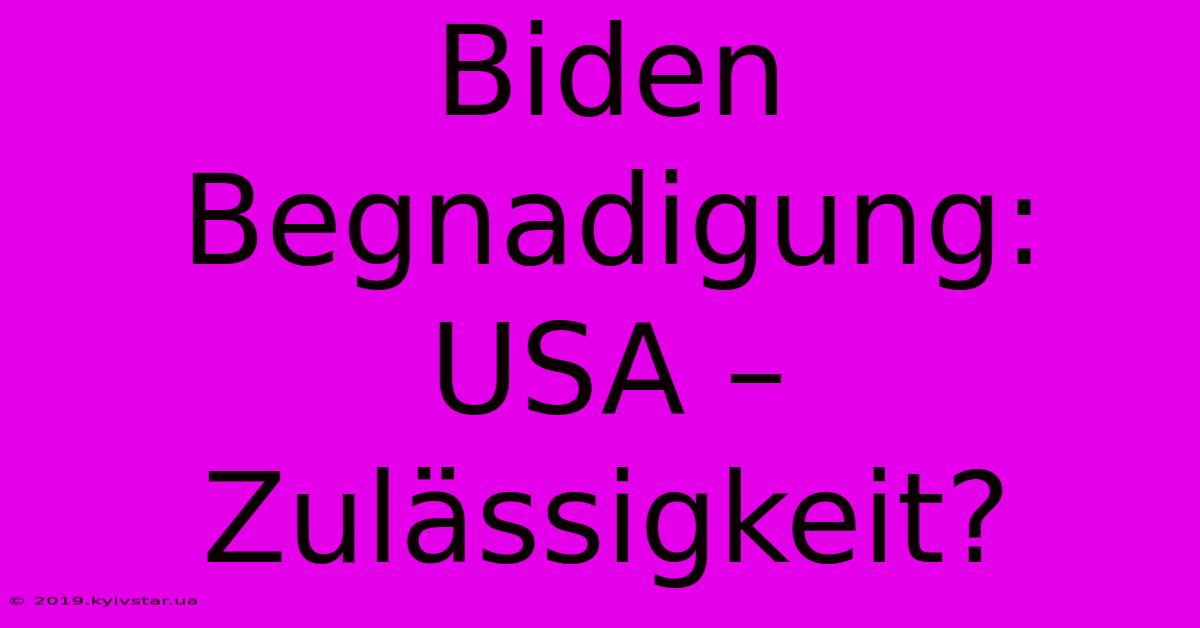 Biden Begnadigung:  USA – Zulässigkeit?