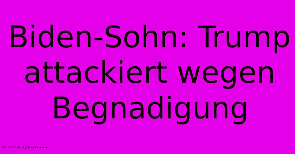 Biden-Sohn: Trump Attackiert Wegen Begnadigung