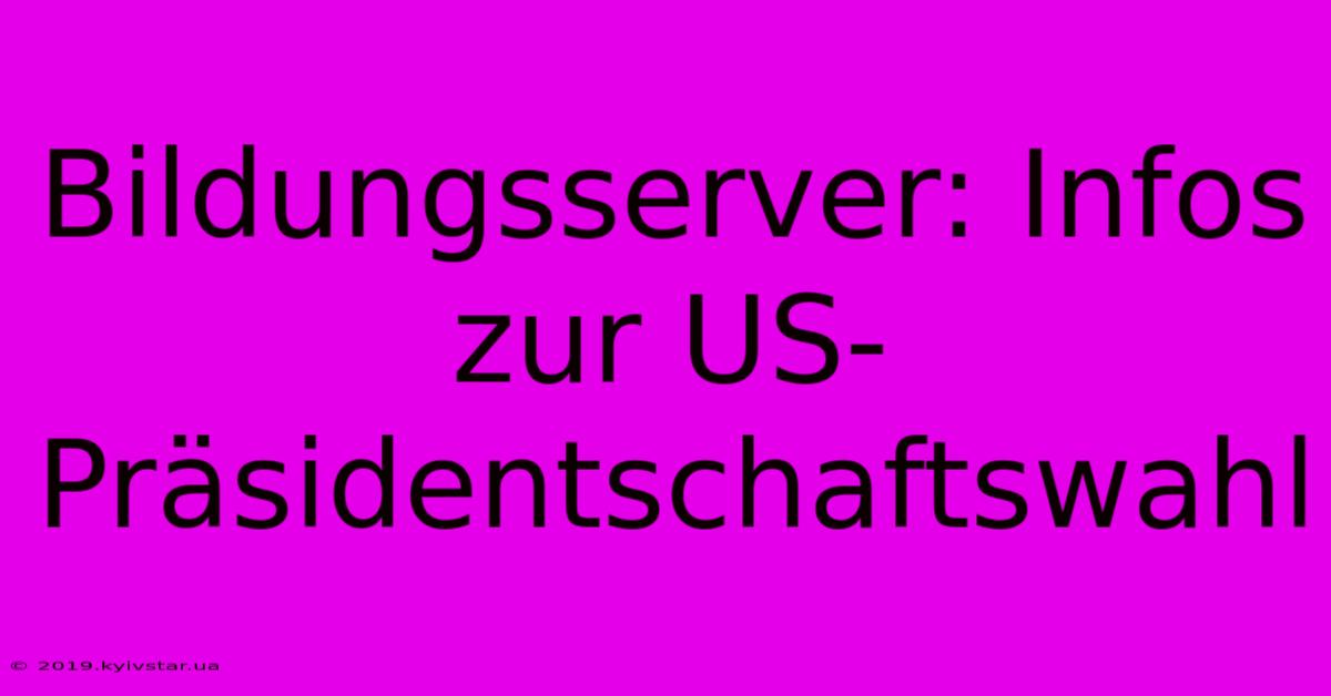 Bildungsserver: Infos Zur US-Präsidentschaftswahl