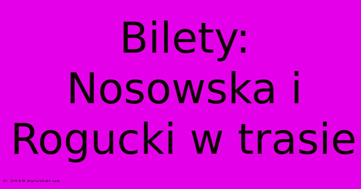 Bilety: Nosowska I Rogucki W Trasie