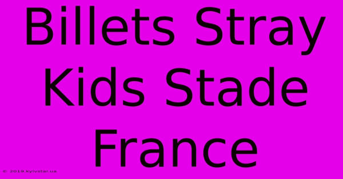 Billets Stray Kids Stade France