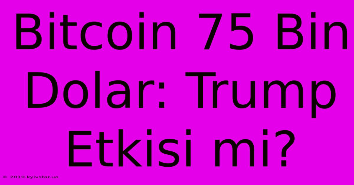 Bitcoin 75 Bin Dolar: Trump Etkisi Mi?