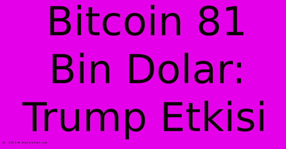 Bitcoin 81 Bin Dolar: Trump Etkisi 