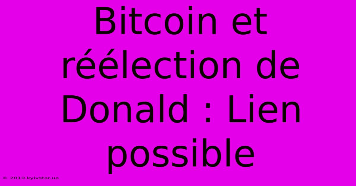 Bitcoin Et Réélection De Donald : Lien Possible