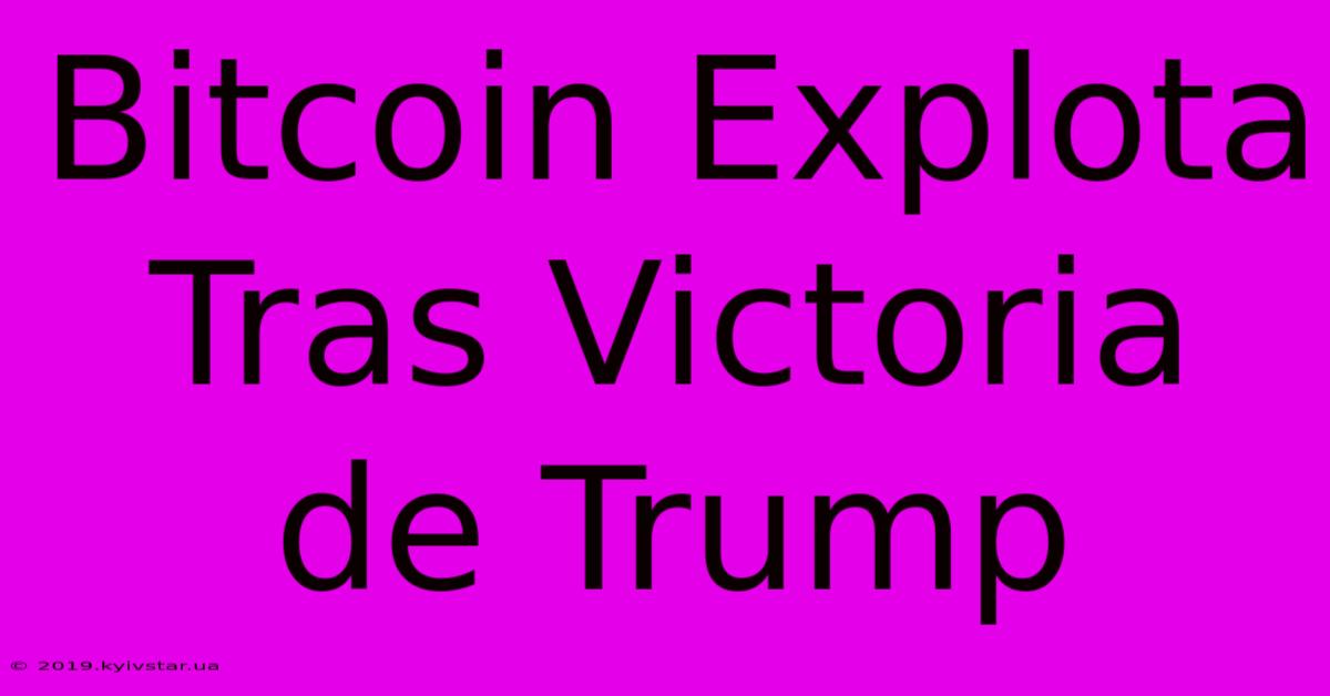 Bitcoin Explota Tras Victoria De Trump