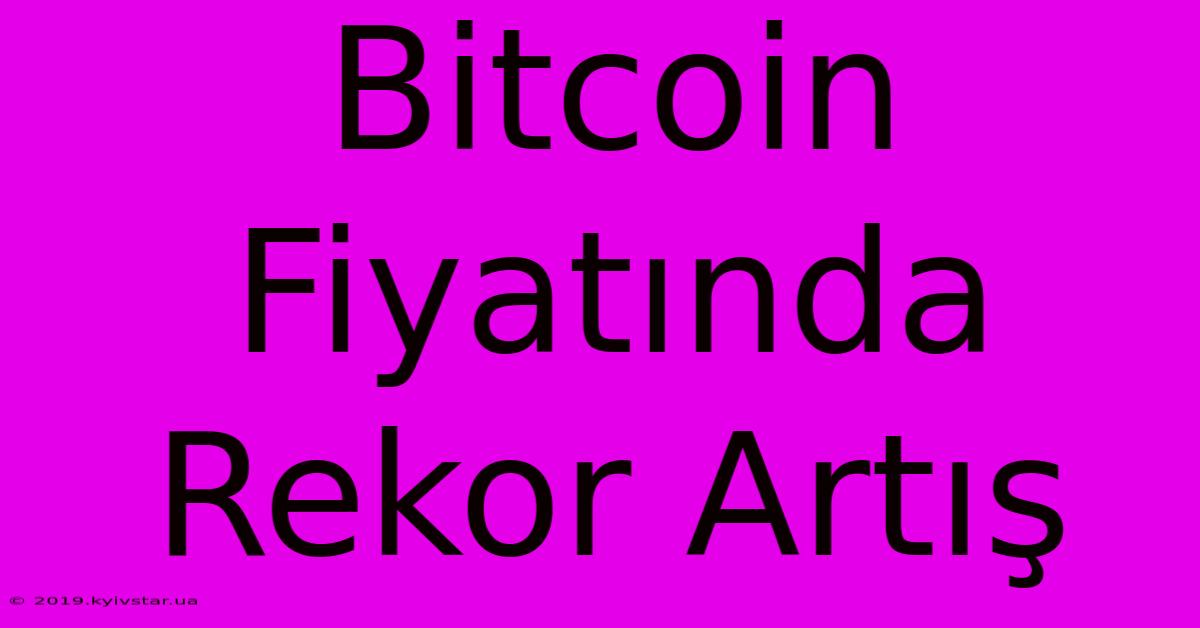 Bitcoin Fiyatında Rekor Artış