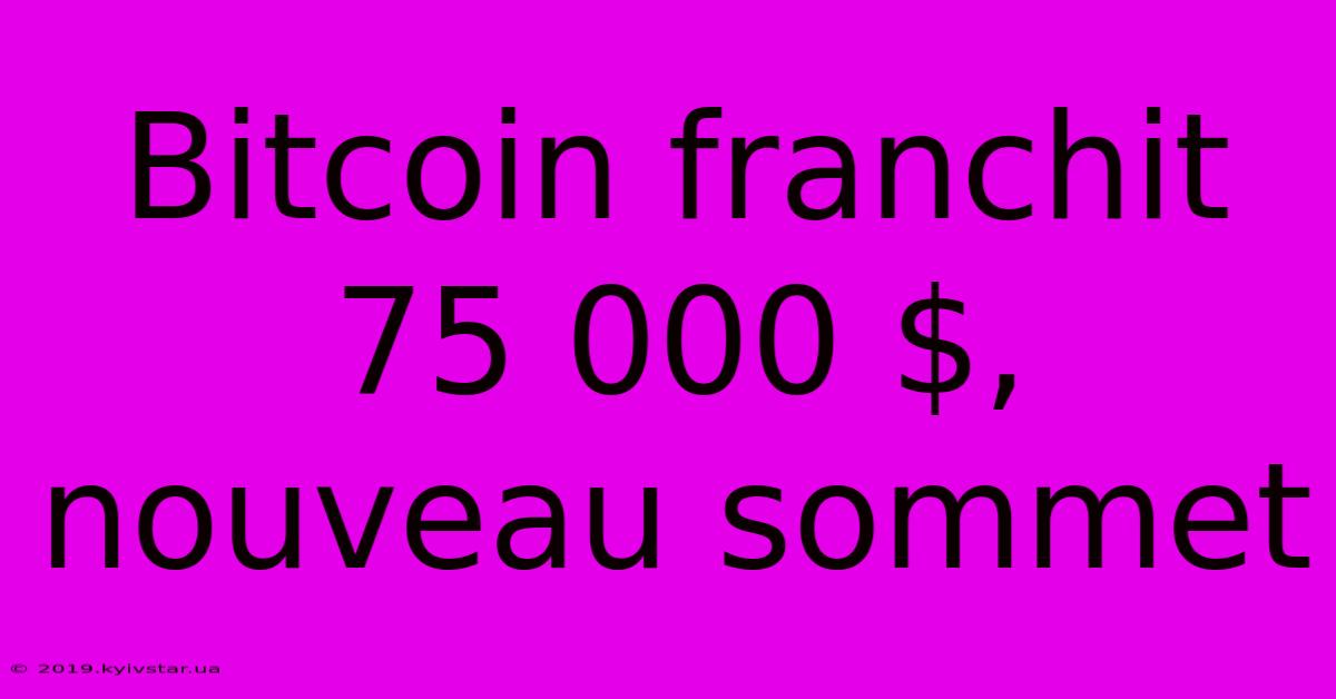 Bitcoin Franchit 75 000 $, Nouveau Sommet